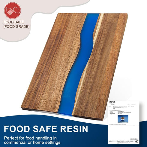 Large Acacia Wood Cutting Board with Epoxy Resin for Kitchen and Mini bar, 13.7 * 9 inch, Charcuterie Board Wood Paddle, Reversible Board for Meat...