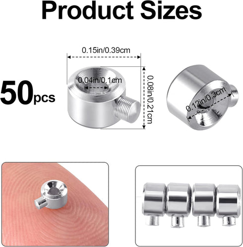 50pcs Crimp Beads for Jewelry Making, Silver Spacer Beads Metal Bead Stopper Crimp Charms for Bracelet Necklace Ends Accessories...