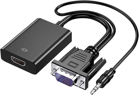 VGA to HDMI Adapter for Connecting Traditional VGA Interface Laptop, PC to HDMI Monitor or Projector, 1080P VGA Male to HDMI Female Converter with...