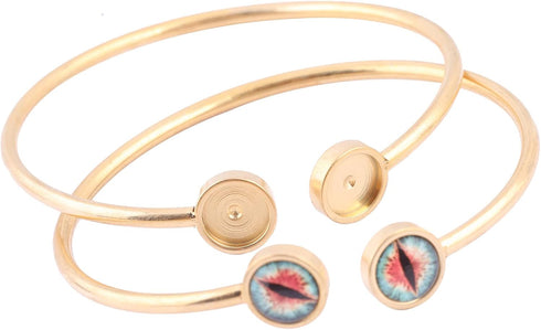 5pcs Gold Plated Stainless Steel Bracelet Making Kit Fit 8mm Cabochon Bangle Bracelet Bezel Setting Blanks DIY Jewelry Making Accessories...