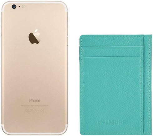 Unisex-Adult's Petite Credit Card Holder Leather Slim Minimalist Wallet, Light Blue, Classic...
