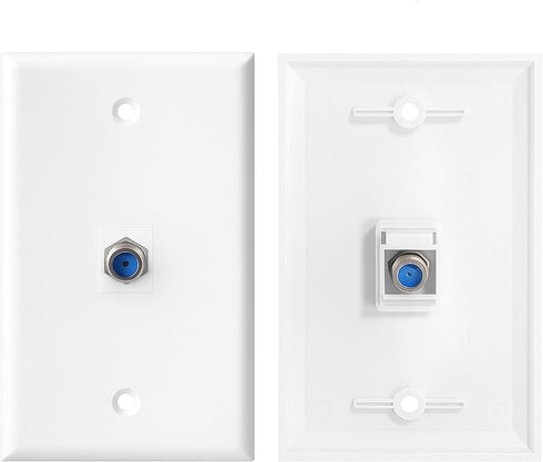 10-Pack 6 Port Keystone Wall Plate, Hexa Gang White Jack Insert for Ethernet, Coax, HDMI – Standard Size WallPlate Cover for Home & Office...