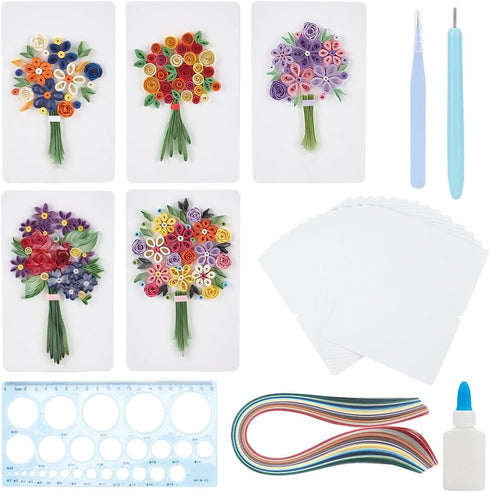 WEBEEDY Paper Quilling Kit 20 Sets Flower Card Quilling Kit with Paper Quilling Strips Tools Paper Quilling Set DIY Handmade Arts Crafts Christmas...