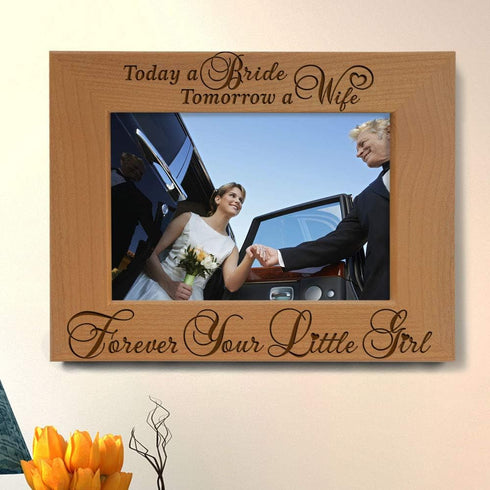 KATE POSH Natural Wood Picture Frame - Engraved (5x7-Horizontal) - Mother of The Bride Gifts, Father of The Bride Gifts...