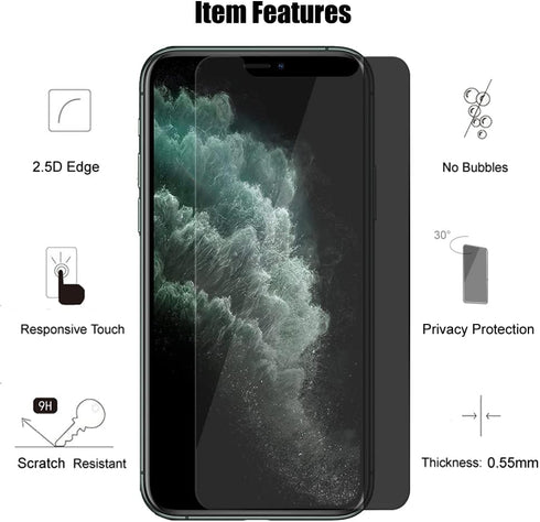 (3+3) For iPhone 11 Pro Max (6.5") (3 Pack) Anti Spy Private Tempered Glass Film Privacy Screen Protector and (3 Pack) Camera Lens Protector [Not ...