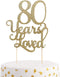 80th Birthday Glitter Cake Topper - 80th Anniversary Decoration Props, Party Favors...
