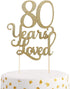 80th Birthday Glitter Cake Topper - 80th Anniversary Decoration Props, Party Favors...