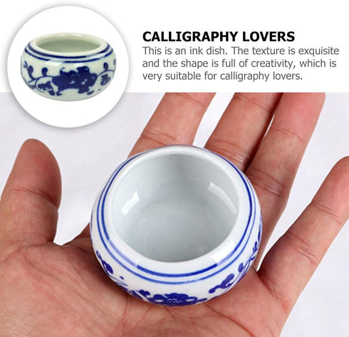 SEWACC 8pcs Ceramic Ink Dish Chinese Calligraphy Ink Dish Porcelain Inkwell Dish Painting Dish for Chinese Calligraphy and Sumi-e Painting Pottery...