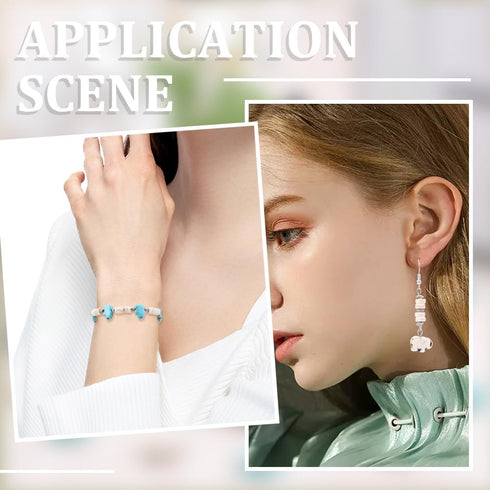 SUNNYCLUE 1 BOX 80PCS Elephant Beads Synthetic Turquoise Animal Beads Gemstone Charms Cute Small Natural Lucky Precious Blue White Stone Loose Spa...