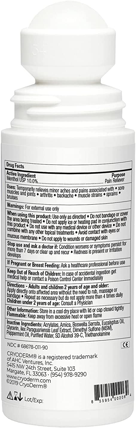 CryoDerm Cold Therapy 3 oz Roll On...