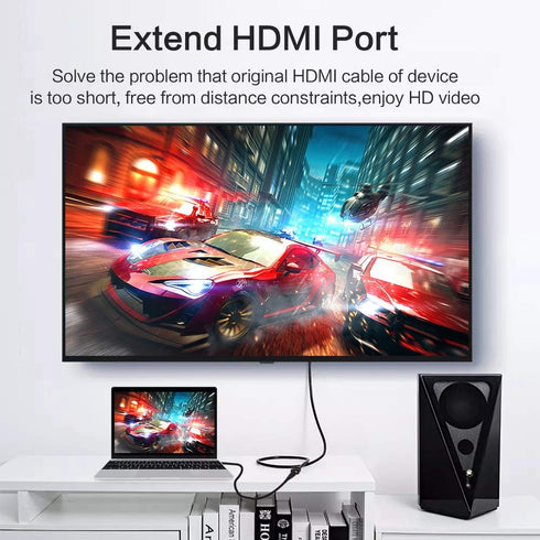 Cmple - HDMI Extension Cable 3 ft Male to Female HDMI Adapter Cord 4K@60Hz 2150p 1080p 3D Audio/Video Extender Compatible with Laptop, Gaming PC, ...