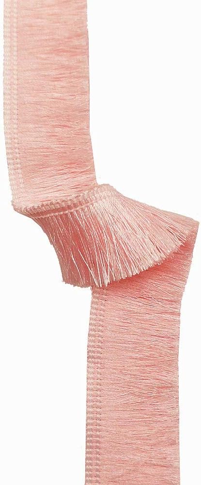 FQTANJU 1" Wide Decorative Polyester Fringe Trim, Lace Trim, 5 Yards (Light Pink)...