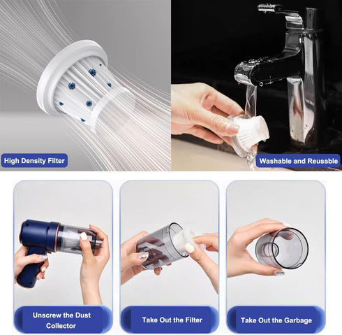 Handheld Vacuum Cordless, 9000PA Car Vacuum with LED Light, Portable Car Vacuum Cleaner, Mini Hand Vacuum with Low Noise for Car, Home, Office(Blu...