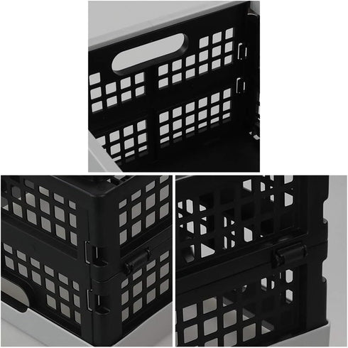 16 L Plastic Folding Storage Crates, Collapsable Plastic Crate, 2 Packs...