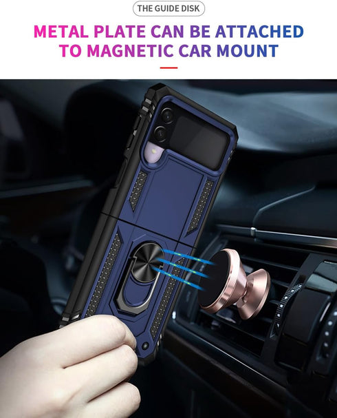 Androgate Designed for Samsung Galaxy Z Flip 3 Case, with 3D Curved HD Screen Protector, Military-Grade Ring Holder Kickstand 15ft Drop Tested Pho...