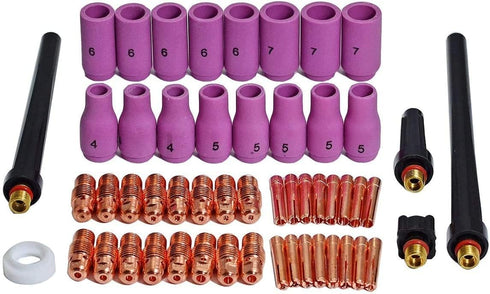 RIVERWELD TIG Collet Body Aluminium Cup Assorted Sizes Fit PTA DB SR WP 9 20 25 TIG Welding Torch Consumables 53pcs...