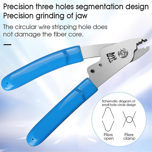 2 pcs 3 Hole Fiber Stripper Stainless Steel CFS-3 Fiber Optic Stripper 3 Port Hole Fiber Optic Stripping Tool with 6" handle, Blue...