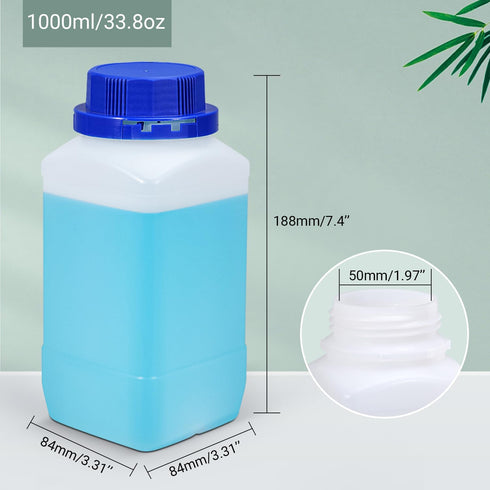 Plastic Container Lab Chemical Reagent Bottles 1000ml Wide Mouth Liquid Solid Storage Bottles Sample Storage Container Sealing Bottle with Anti-th...