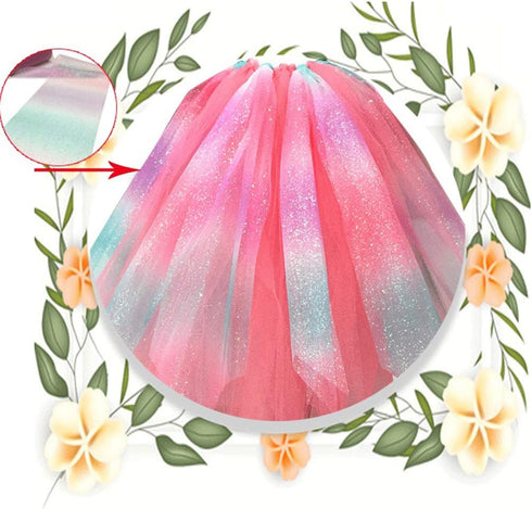 Lauthen.S Rainbow Glitter Tulle Rolls, Decorative Tulle Fabric Roll 6" x 10 Yards(30 Feet) for Tutu Skirt Sewing Crafting Fabric Hair Bow Making S...