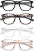 EYECEDAR 4-Pack Reading Glasses for Women Square Style Blue Light Readers for Women Metal Spring Hinges Adjustable Flexible Temples Eye Glasses 2....