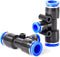 TAILONZ PNEUMATIC Blue 10MM Tube OD x 6MM Tube OD x 10MM Tube OD Tee Plastic Push to Connect Fittings 3 Ways Tube Connect Push Fit Push Lock PE10-...