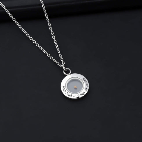 ENSIANTH Faith Jewelry with Faith All Things are Possible Mustard Seed Pendant Mustard Seed Necklace for Women Girls...