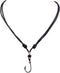 BlueRica Fish Hook on Adjustable Black Cord Necklace (Chrome Finish)...