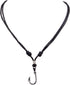 BlueRica Fish Hook on Adjustable Black Cord Necklace (Chrome Finish)...