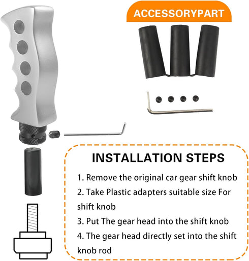 1 PC Car Modified Gear Head, 4.72" x 1.96" Resin Alloy Handle Shape Non-Slip Ergonomic Handle Shift Knob with M8/M10/M12 Adapter, Personalized Cre...