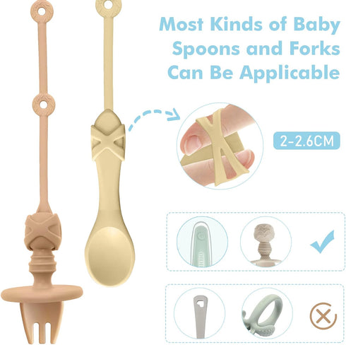 Toddler Utensils Holder Strap Baby Feeding Supplies-Gelinor Feeding Aid for Keep Spoon Close at Hand and Off The Ground(Blue)-No Spoon...