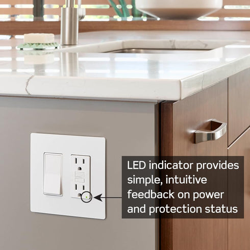 Leviton GFCI Outlet, 15 Amp, Self Test, Tamper-Resistant with LED Indicator Light, Protection from Electric Shock and Electrocution, GFTR1, Brown...