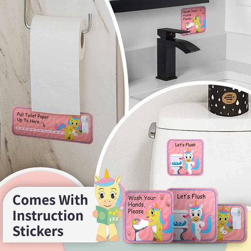 Potty Training Reward Chart – Potty Training Chart with 35 Reusable Stickers, Crown, and Instructional Stickers - Unicorn...
