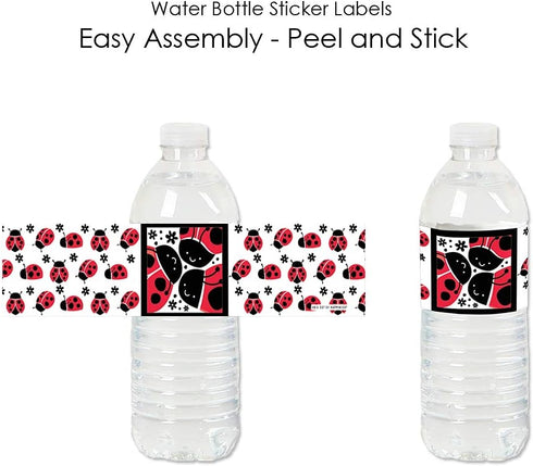 Big Dot of Happiness Happy Little Ladybug - Baby Shower or Birthday Party Water Bottle Sticker Labels - Set of 20...