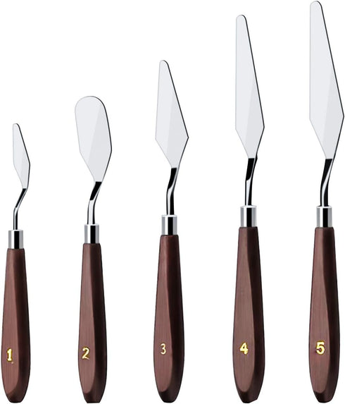 Cake Cream Spatula 5 Pieces/Set Stainless Steel Frosting Baking Pastry Tool Mixing Set Cake Icing Oil Painting Decorating Cream Toner Tool...