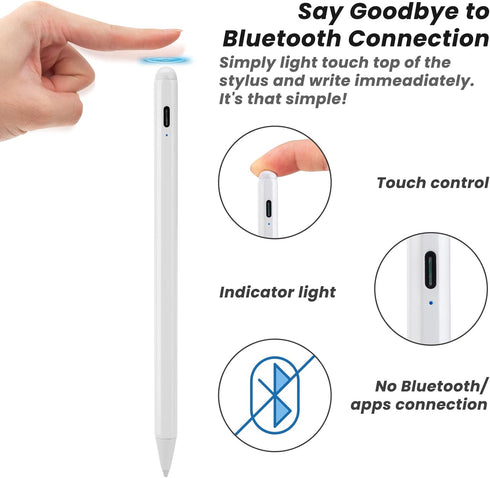 Stylus for iPad Mini 6/5 Generation Pnecil,Magnetic and Palm Rejection with POM Tip Active Stylus Pen for iPad Mini 6th/5th Gen Pencil,White...