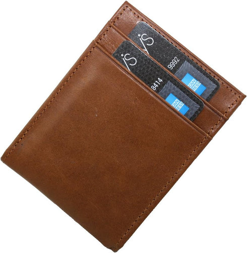 Men's Lambskin Leather Spring Money Clip Compact Bifold Front Pocket Wallet...