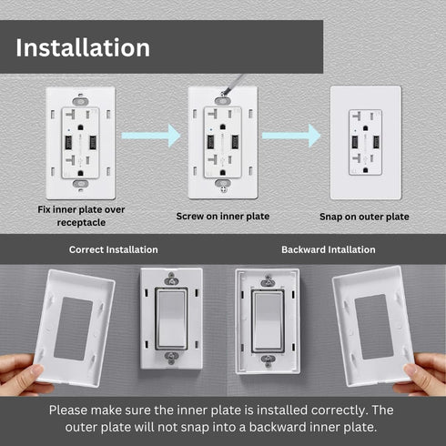 SHADID 1-Gang Screwless Decorator Wall Plates Child Safe Outlet Covers, 4.68" H x 2.93" L, Unbreakable Polycarbonate Thermoplastic, White, SI8831-...