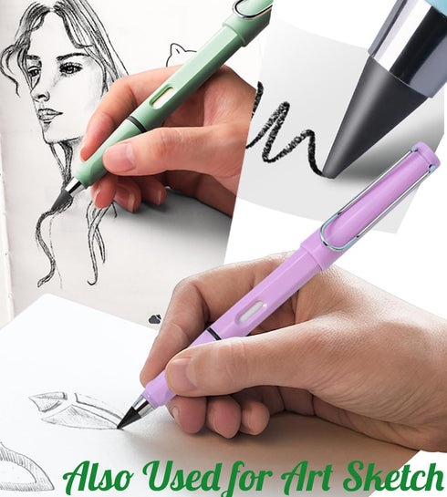 9 Pcs Portable Erasable Inkless Pencil Set(3 Pcs Everlasting Pencils with Eraser+6 Pcs Replaceable Nibs) for Writing and Art Sketch(Light Colors)...