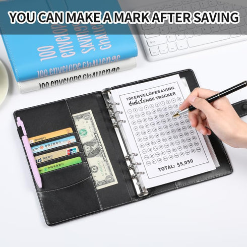100 Envelopes Challenge Binder, A5 Money Saving Budget Binder with Cash Envelopes - Savings Challenges Book to Save $5,050,Self service financial ...