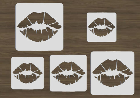 5PCS Lip Stencil Kiss Lips DIY Stencil with 5 Sizes Lips Lipstick Mouth Painting Stencils Reusable Red Lips PET Stencils for Floor Wall Wall Furni...