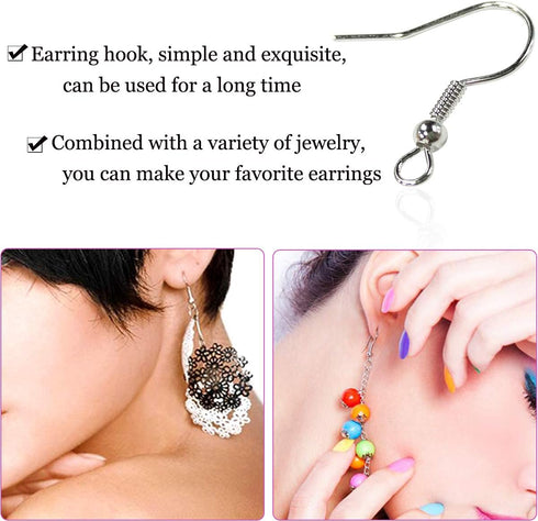 120pcs Earring Hooks with Ball and Coil, Hypo Allergenic Plated Silver Ear Wires with Transparent Storage Box, for DIY Jewelry Making...