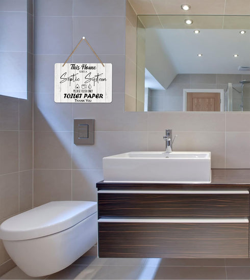 FLYAB Septic System Bathroom Sign 8"x12" Funny Septic Tank Sign for Bathroom Flush Only Toilet Paper Plaque Sign for Toilet Restroom Wall Decor...