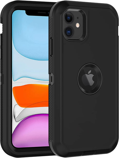 for iPhone 11 Case, with Built in Screen Protector Heavy Duty Drop Protection, Full Body Rugged Shockproof Dust Proof 3- Layer Tough Protective Ph...