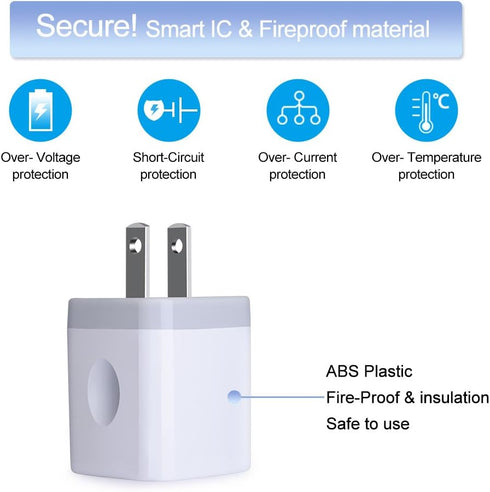 USB Wall Charger, Charging Adapter 3Pack 2.1A Dual Port USB Wall Charging Plug Block Head Box Travel Charger Cube Compatible iPhone 16 15 14 13 12...