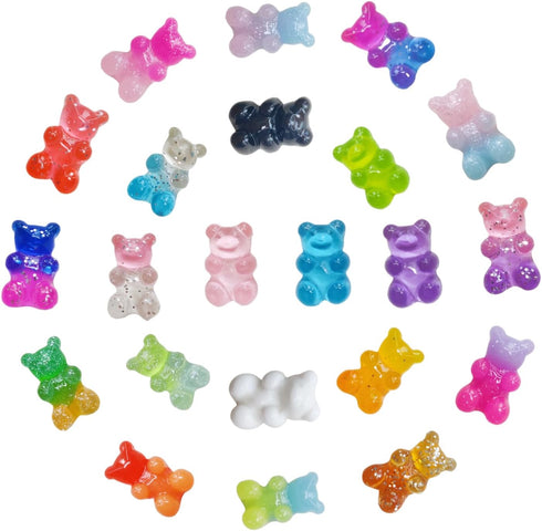 Charms for Shoes Clogs Bubble Slides Sandals, 22 Pcs Cute Gummy Resin Bear Charms, Girls Teens Women Adults Bling Shoe Charms Accessories DIY Gift...