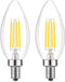 E14 Base LED Filament Candle Shape Light Bulb,E14 European Base Bulb,Daylight 6000K 400LM 40W Equivalent,C35 Clear Glass Torpedo Shape Bullet Top,...