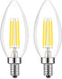 E14 Base LED Filament Candle Shape Light Bulb,E14 European Base Bulb,Daylight 6000K 400LM 40W Equivalent,C35 Clear Glass Torpedo Shape Bullet Top,...