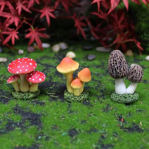 3PCS Artificial Mushroom Statue Fairy Tale Garden Decoration Outdoor Landscape Artificial Foam Mushroom Flower Pot Decoration...