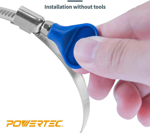 POWERTEC 70127 2-1/2 Inch Key Hose Clamp, Thumb Screw Key Adjustable Stainless Steel Hose Clamps for Dust Collection, Dust Collector and Dryer Ven...