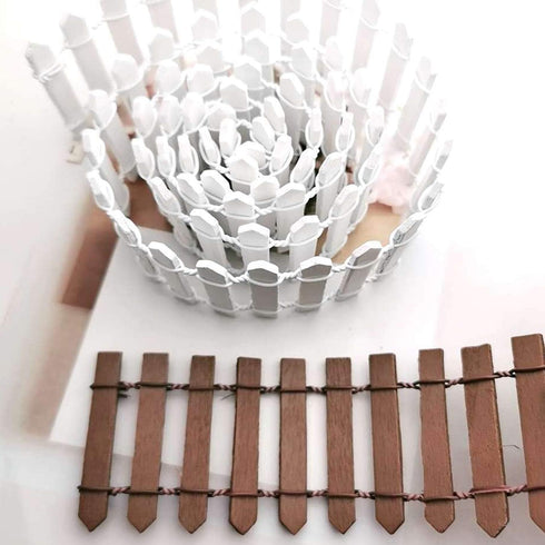4 Pack 35.4 Inche Long Fairy Garden Fence, White Wood Picket Fence, Decorative Fence for Miniature Garden, Fairy Garden Ornaments, Wooden Crafts D...